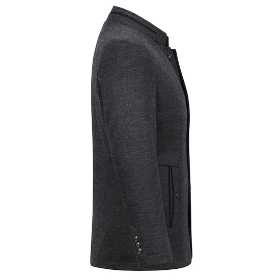 Men's Short Slim Fit Coat with Stand-Up Collar Business Casual Wool Overcoat Gray - Image 2