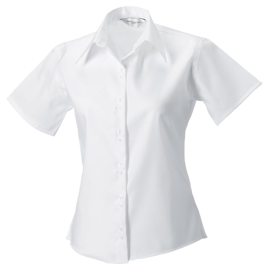 Russell Collection Ladies/Womens Short Sleeve Ultimate Non-Iron Shirt (White) - Image 3