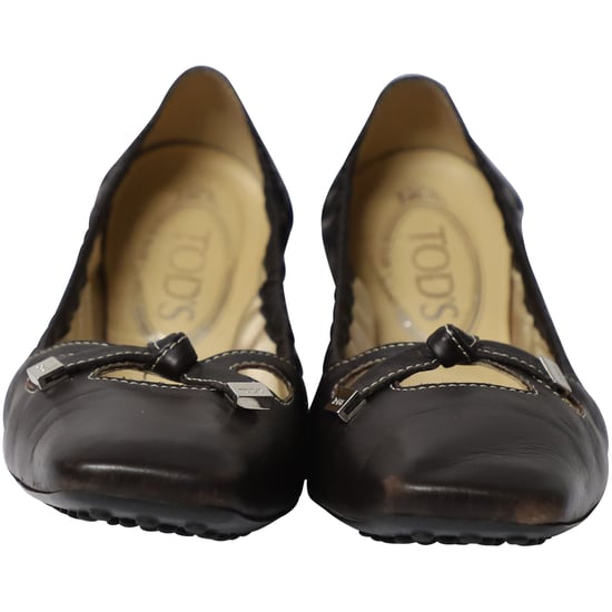 Tod's Bow Scrunch Ballet Flats in Black Leather - Image 2