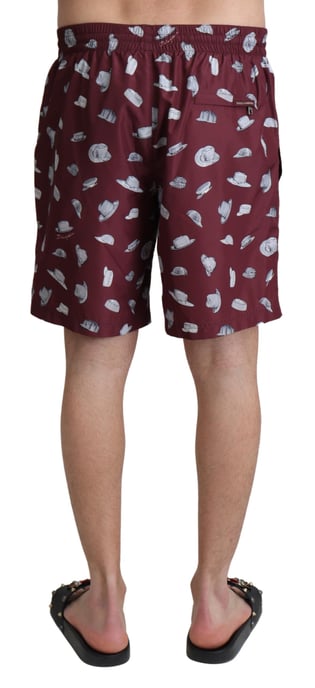 Bañador de Playa para Hombre con Estampado de Sombreros en Color Burdeos de Dolce & Gabbana - Image 3