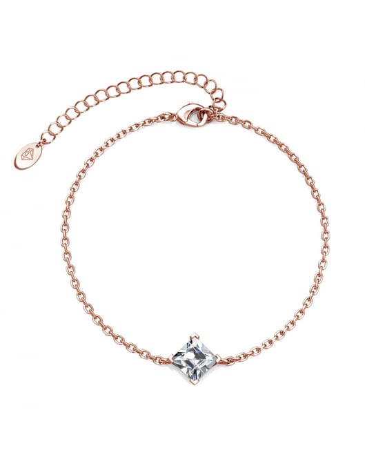 Conjunto Calle Cuadrado Simple - Oro Rosa y Cristal - Image 3