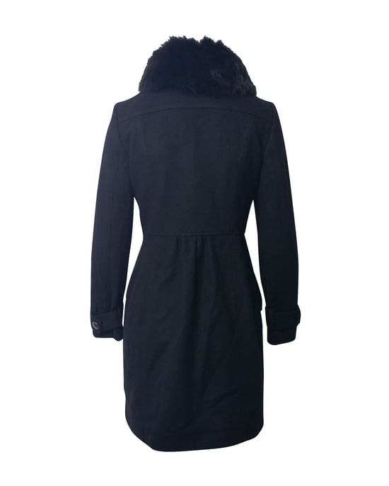 Burberry Coat with Fur Collar Trim in Black Virgin Wool - Image 3