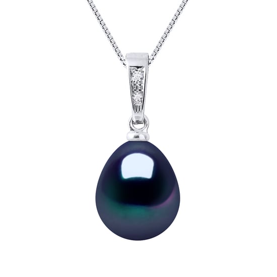 DIADEMA - Pendant - Diamonds - Real Freshwater Pearls - Black - White Gold