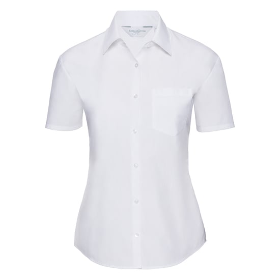 Russell Collection Womens/Ladies Classic Poplin Short-Sleeved Shirt (White) - Image 1