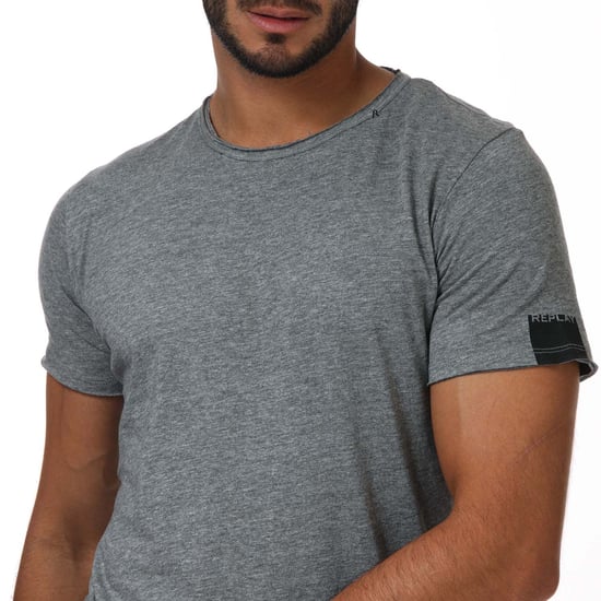 Men's Replay Raw Cut Cotton T- Shirt in Grey