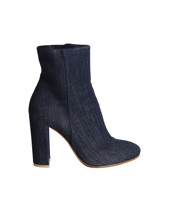 Gianvito Rossi Block Heel Ankle Boots in Blue Denim - Image 1