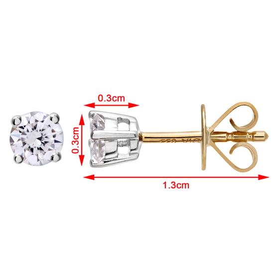 Aretes de diamantes, aretes de oro amarillo de 18 ct con diamantes redondos brillantes certificados IJ/I, peso de diamante de 0,33 ct - Image 3