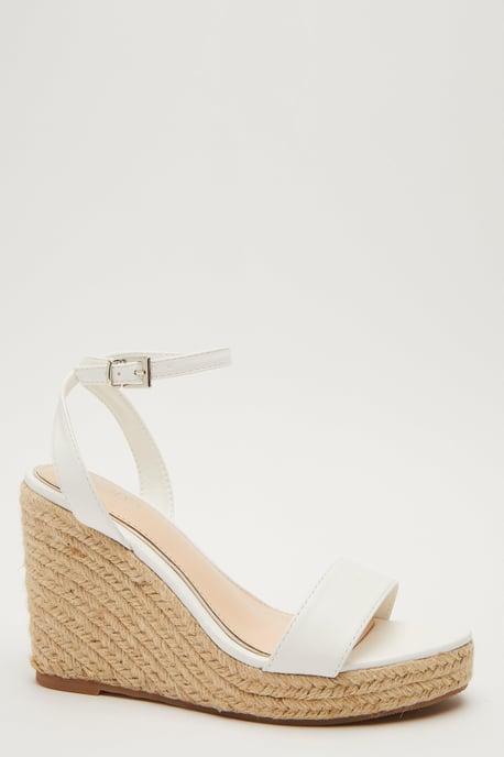 White Woven Wedges