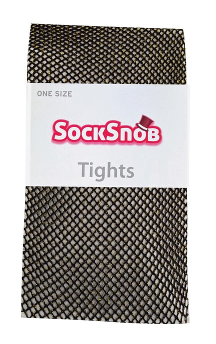Fishnet Tights for Women with Glitter | Sock Snob | Shiny | High Waist - Gold - Image 2