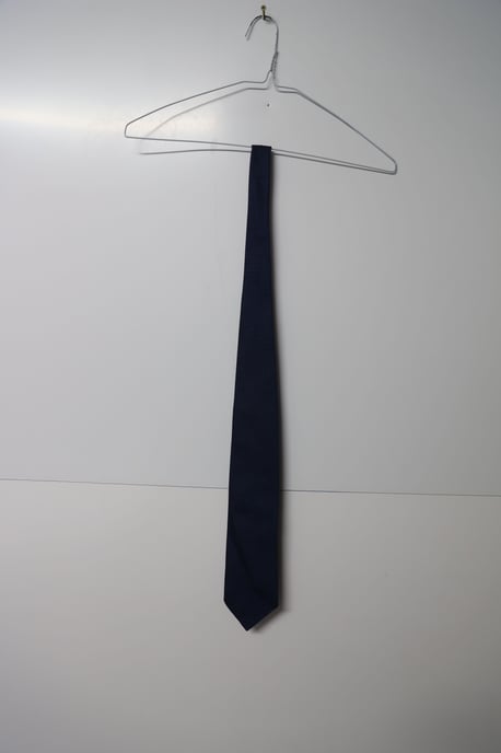 Mulberry Window Pane Print Tie in Navy Blue Silk - Image 6