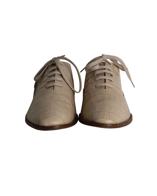 Alexander Wang Ingrid Croc-Embossed Oxfords in Beige Calfskin Leather - Image 2