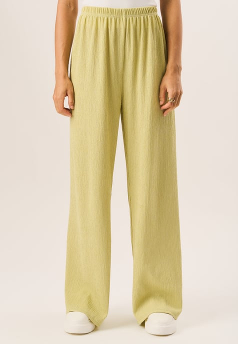 Textured Pull On Wide Leg Trousers