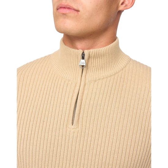 Crosshatch Mens Havaline Knitted Quarter Zip Pullover (Wheat) - Image 3