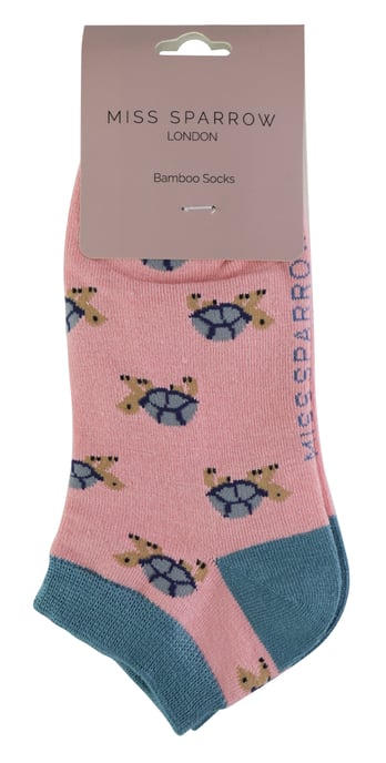 Calcetines de Bambú para Mujer | Miss Sparrow | Calcetines Bajos Transpirables para Mujer - Tortugas (Rosa) - Image 2