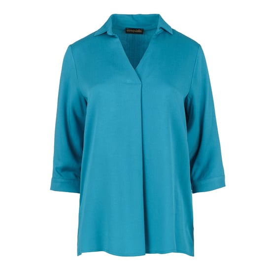 Top turquesa con cuello en V - Image 1