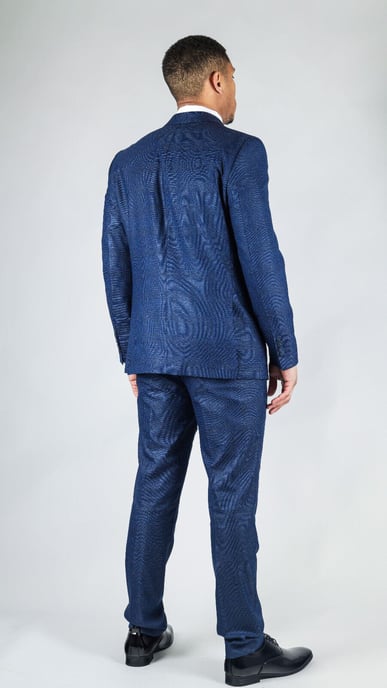 Traje clásico azul cruzado de dos piezas para hombre - Image 6