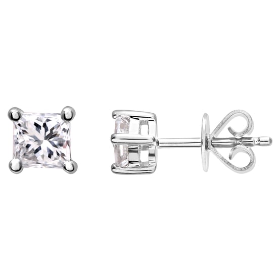 18ct White Gold 1/2 Carat J/I Certified Princess Cut Diamond Stud Earrings