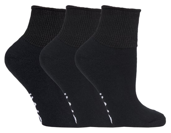 IOMI - Calcetines de algodón acolchados para diabéticos de 3 pares para pies y piernas hinchados - Negro - Image 1