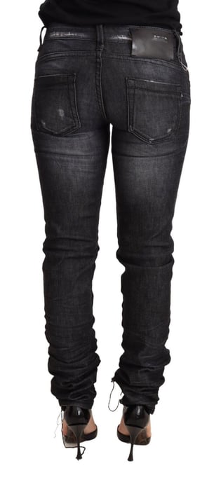 Jeans Skinny de Algodón Lavado Negro de Cintura Baja Acht - Image 3