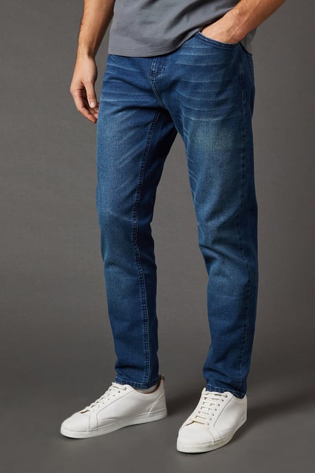 Blue Wash Tapered Fit Jeans