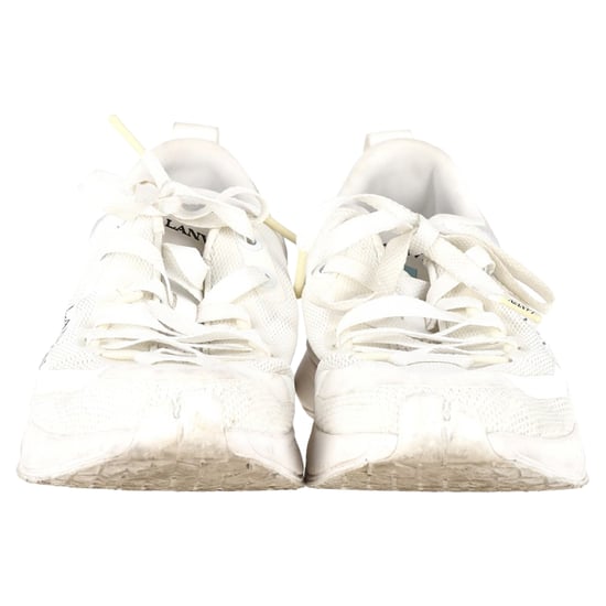 Lanvin L-I Lace-Up Sneakers in White Mesh - Image 2