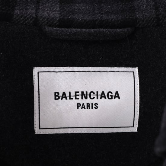 Balenciaga Checked Flannel Coat In Gray Wool