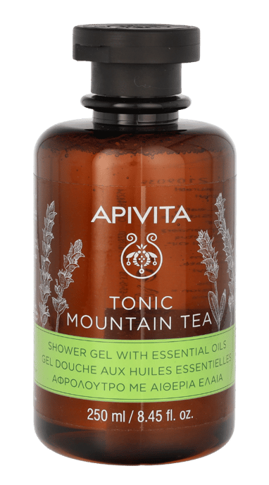 Gel de ducha tónico de té de montaña Apivita 250 ml - Image 1