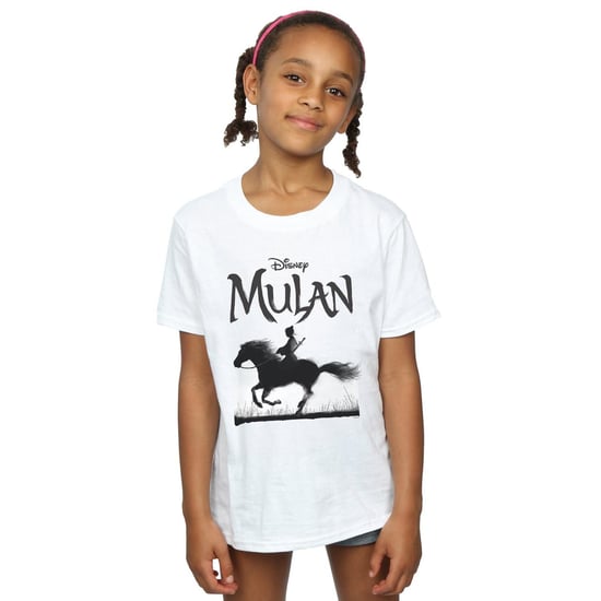 Disney Girls Mulan Movie Mono Horse Cotton T-Shirt (White)