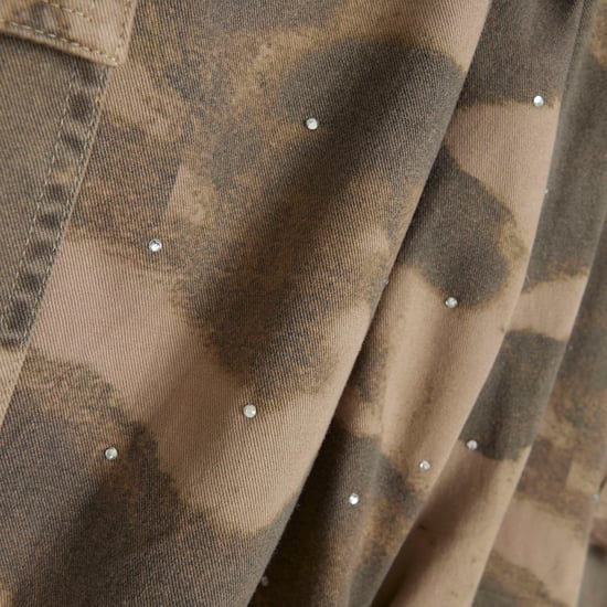 River Island Womens Cargo Trousers Petite Khaki Camo Embellished
