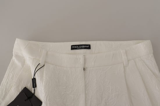 Shorts de Mujer de Algodón de Cintura Alta Blancos Dolce & Gabbana - Image 4