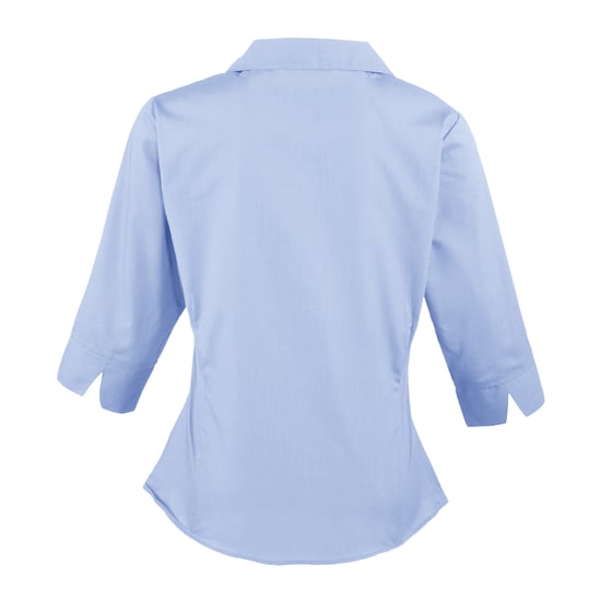 Premier Womens/Ladies Poplin 3/4 Sleeve Blouse (Mid Blue) - Image 2