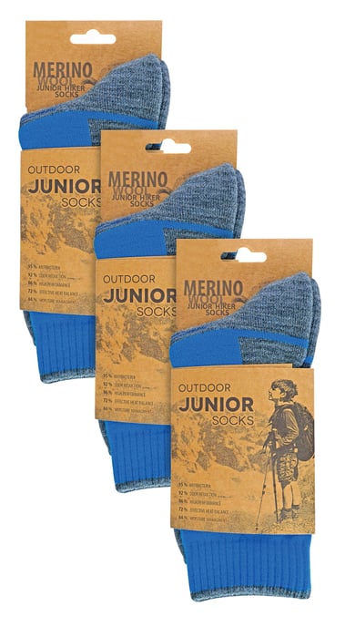 3 Pair Multipack Kids Merino Wool Hiking Socks | Calcetines ligeros anti-ampollas para niños y niñas - Azul - Image 2