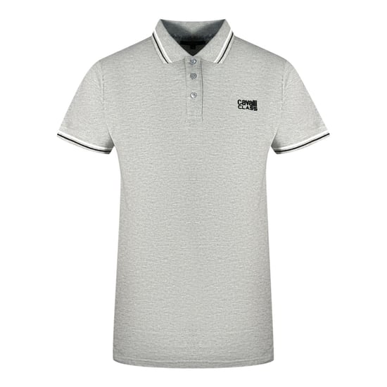 Camiseta Polo Gris con Logo Negro y Cuello con Puntos Cavalli Class - Image 1