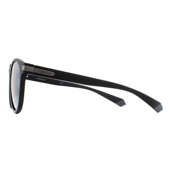 Polaroid Round Mens Matte Black Silver Mirror Polarized Sunglasses