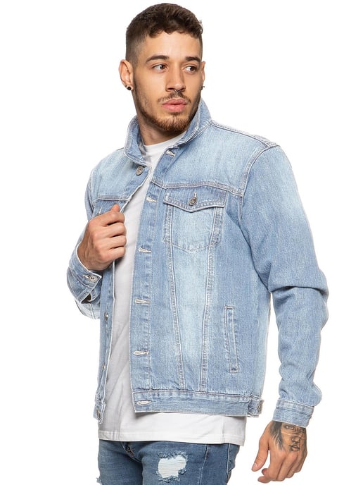 Enzo Chaqueta vaquera de diseño para hombre - Azul claro - Image 2