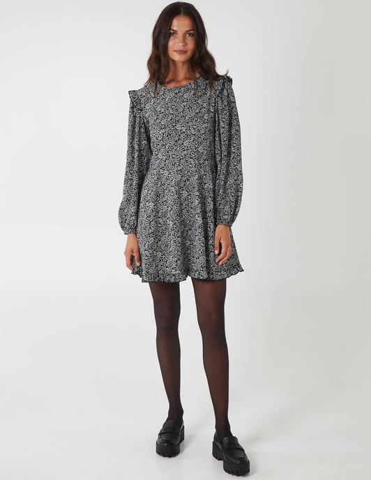 BROOKE - Frill Shoulder Long Sleeve Mini Dress - Image 3