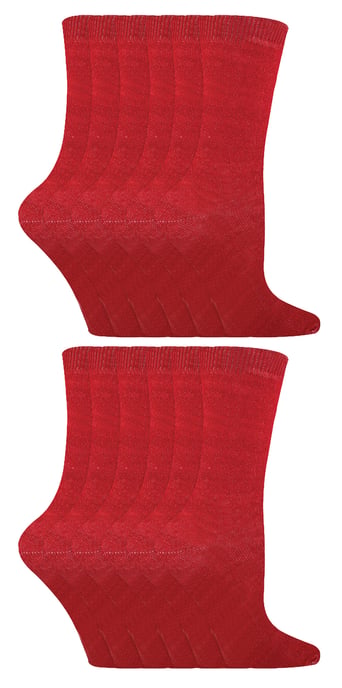 Paquete múltiple de 12 pares de calcetines de algodón de colores para niños y niñas - Rojo - Image 1