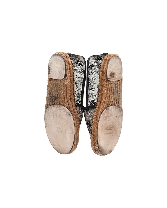 Dolce & Gabanna Lace Espadrille Flats in Black Canvas - Image 6