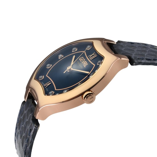 Gevril Women's Lugano Swiss Diamond Blue MOP Dial Genuine Italian Handmade Leather Watch