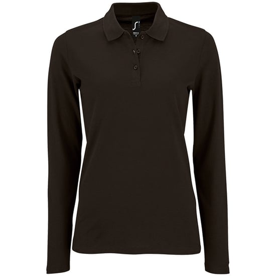 SOLS Womens/Ladies Perfect Long Sleeve Pique Polo Shirt (Black) - Image 1