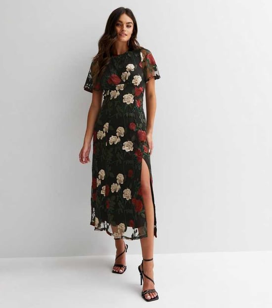 Angel Sleeves Embroidered Occasion Midi Dress