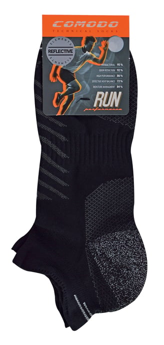 Comodo - Calcetines Hi Viz para correr | Calcetines deportivos ligeros antiampollas - Negro - Image 2