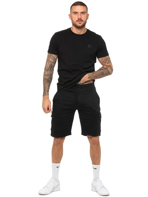 Enzo | Conjunto de chándal con camiseta y pantalón corto para hombre - Negro - Image 1