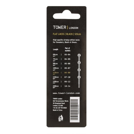 TOWER London Black Flat Laces (120cm) - Image 2
