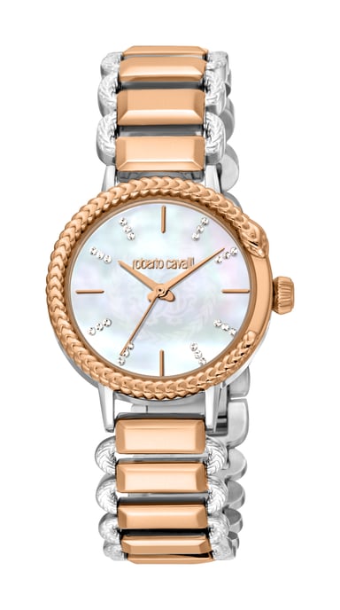 RC5L020M0105 Roberto Cavalli Womens Quartz Stainless Steel White MOP 5 ATM 30 mm Watch