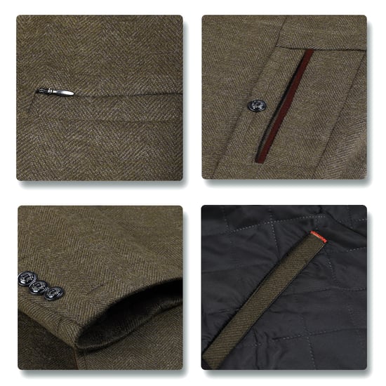 Men's Short Slim Fit Coat with Stand-Up Collar Business Casual Wool Overcoat Khaki - Image 4