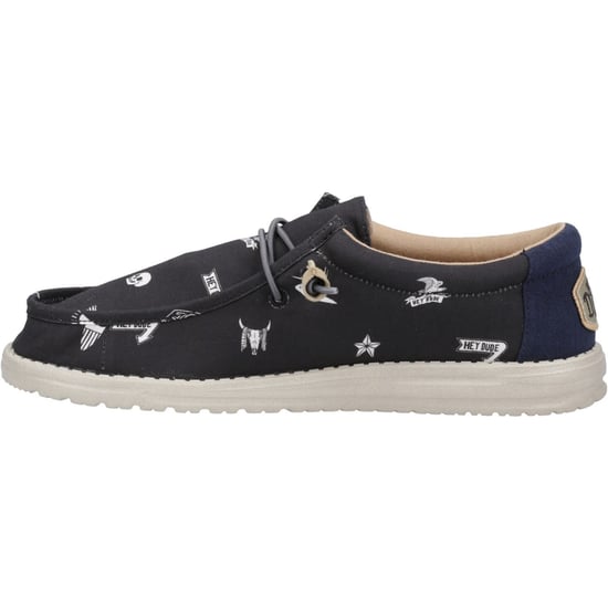 HEYDUDE Wally Stars n Skulls 100% Cotton Men's Black Boat Shoes - Image 6