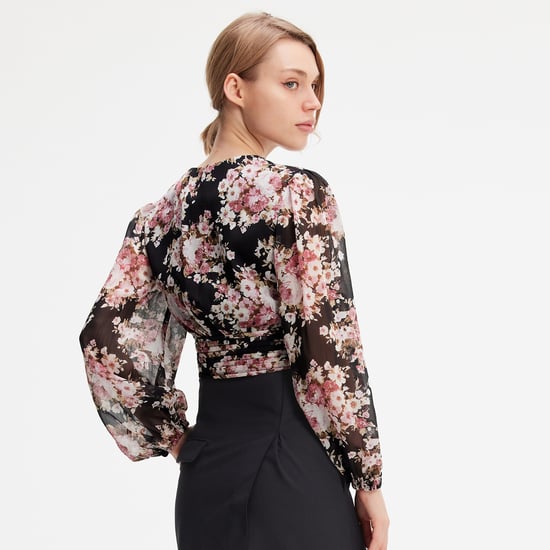 Short blouse with flower print - Image 3