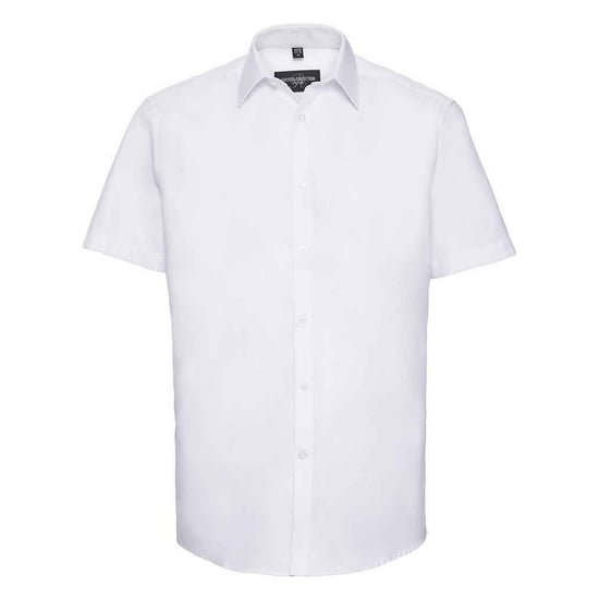 Russell Collection Mens Herringbone Short-Sleeved Formal Shirt (White) - Image 1