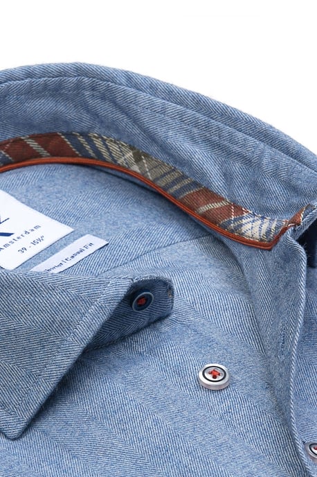 R2 Casual Soft Collar Shirt Mid Blue